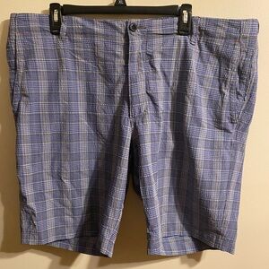 Men's Tommy Bahama Blue‎ Gray Plaid Nylon Blend Golf Shorts Size 38 Waist